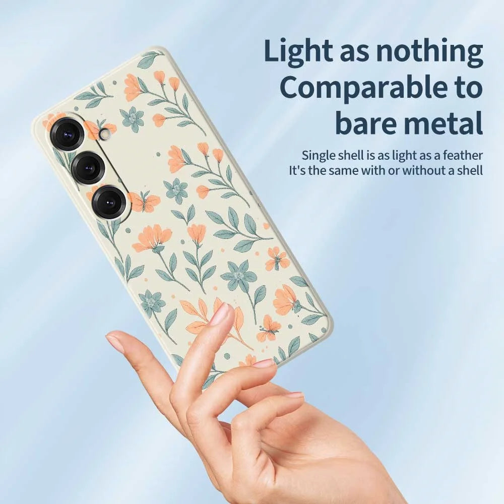 For Samsung Galaxy S25 Case Yellow Flowers Pattern Printing Straight Edge TPU Phone Back Cover - Beige - 4