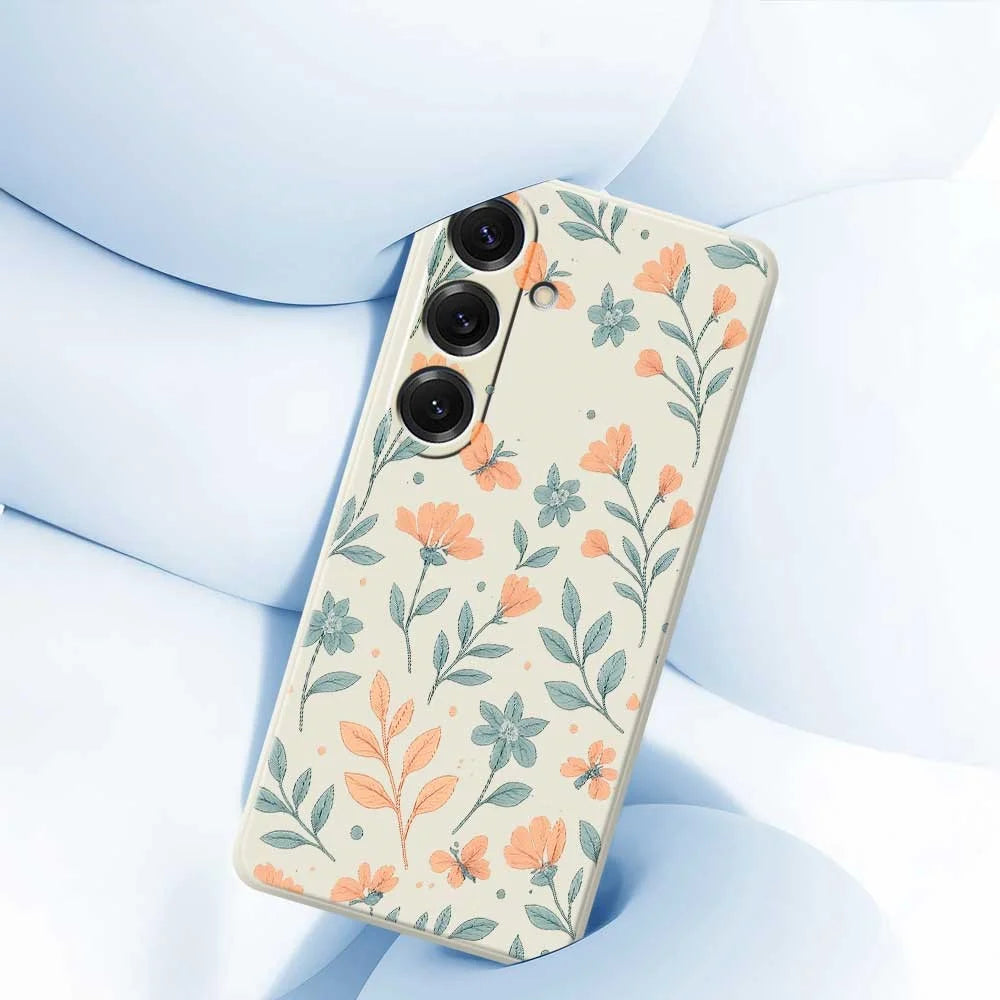 For Samsung Galaxy S25 Case Yellow Flowers Pattern Printing Straight Edge TPU Phone Back Cover - Beige - 5