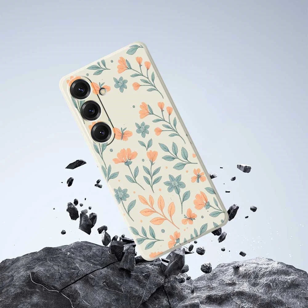 For Samsung Galaxy S25 Case Yellow Flowers Pattern Printing Straight Edge TPU Phone Back Cover - Beige - 7