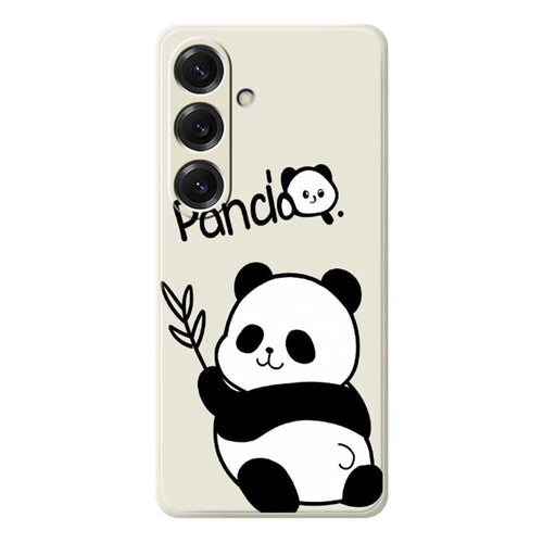 For Samsung Galaxy S25 Case Panda Pattern Printing Straight Edge TPU Phone Back Cover - Beige - 1
