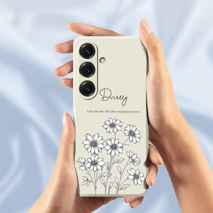 For Samsung Galaxy S25 Case Sketch Flowers Pattern Printing Straight Edge TPU Phone Back Cover - Beige - 6