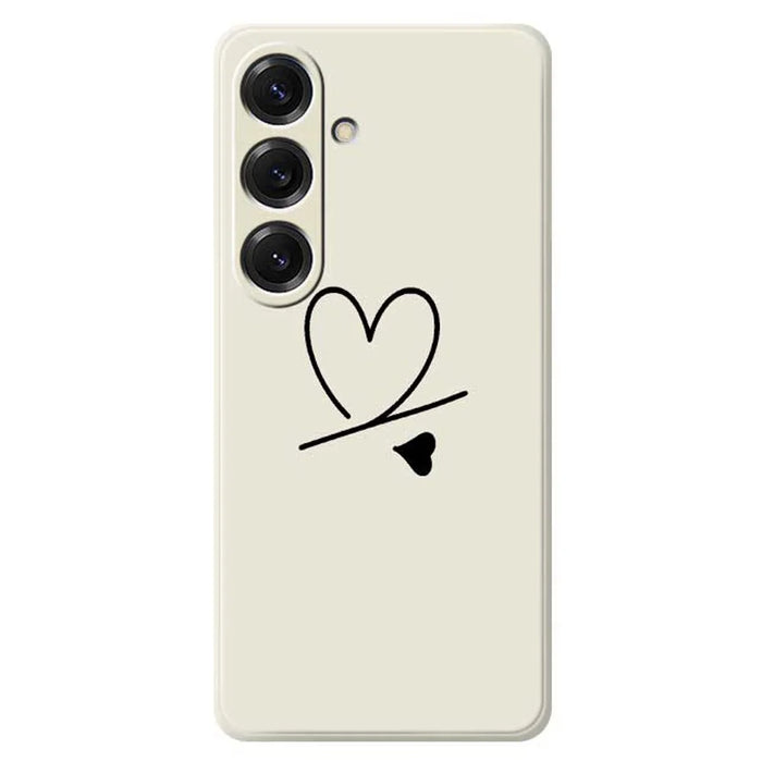 For Samsung Galaxy S25 Case Black Love Pattern Printing Straight Edge TPU Phone Back Cover - Beige - 1