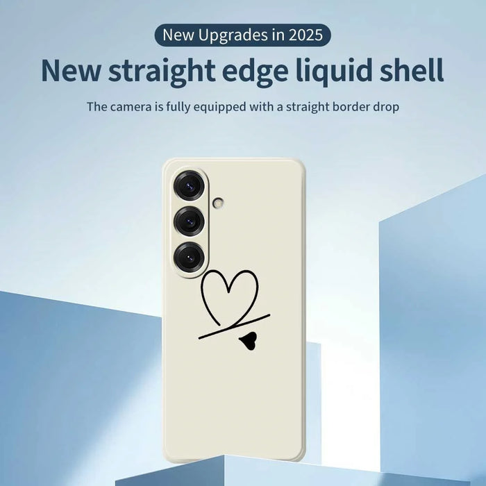 For Samsung Galaxy S25 Case Black Love Pattern Printing Straight Edge TPU Phone Back Cover - Beige - 3