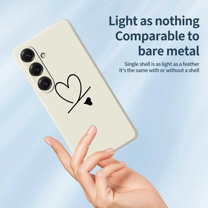 For Samsung Galaxy S25 Case Black Love Pattern Printing Straight Edge TPU Phone Back Cover - Beige - 4