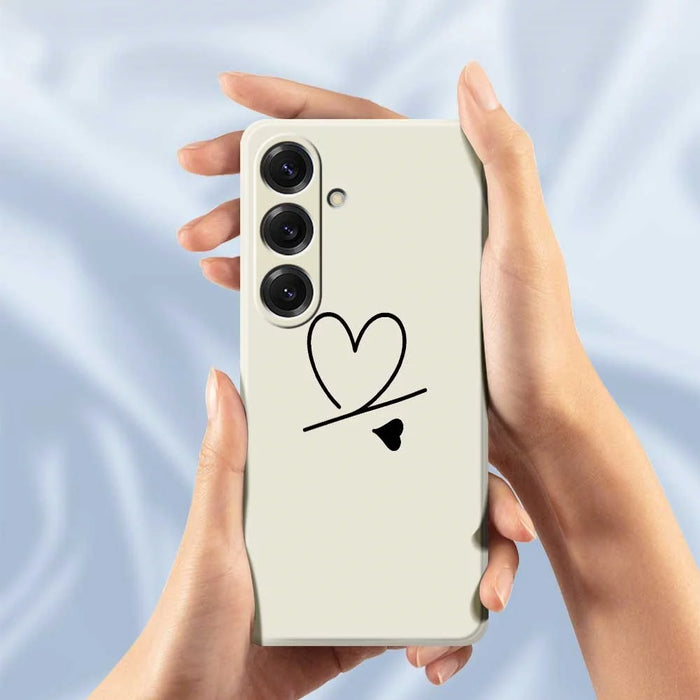 For Samsung Galaxy S25 Case Black Love Pattern Printing Straight Edge TPU Phone Back Cover - Beige - 6