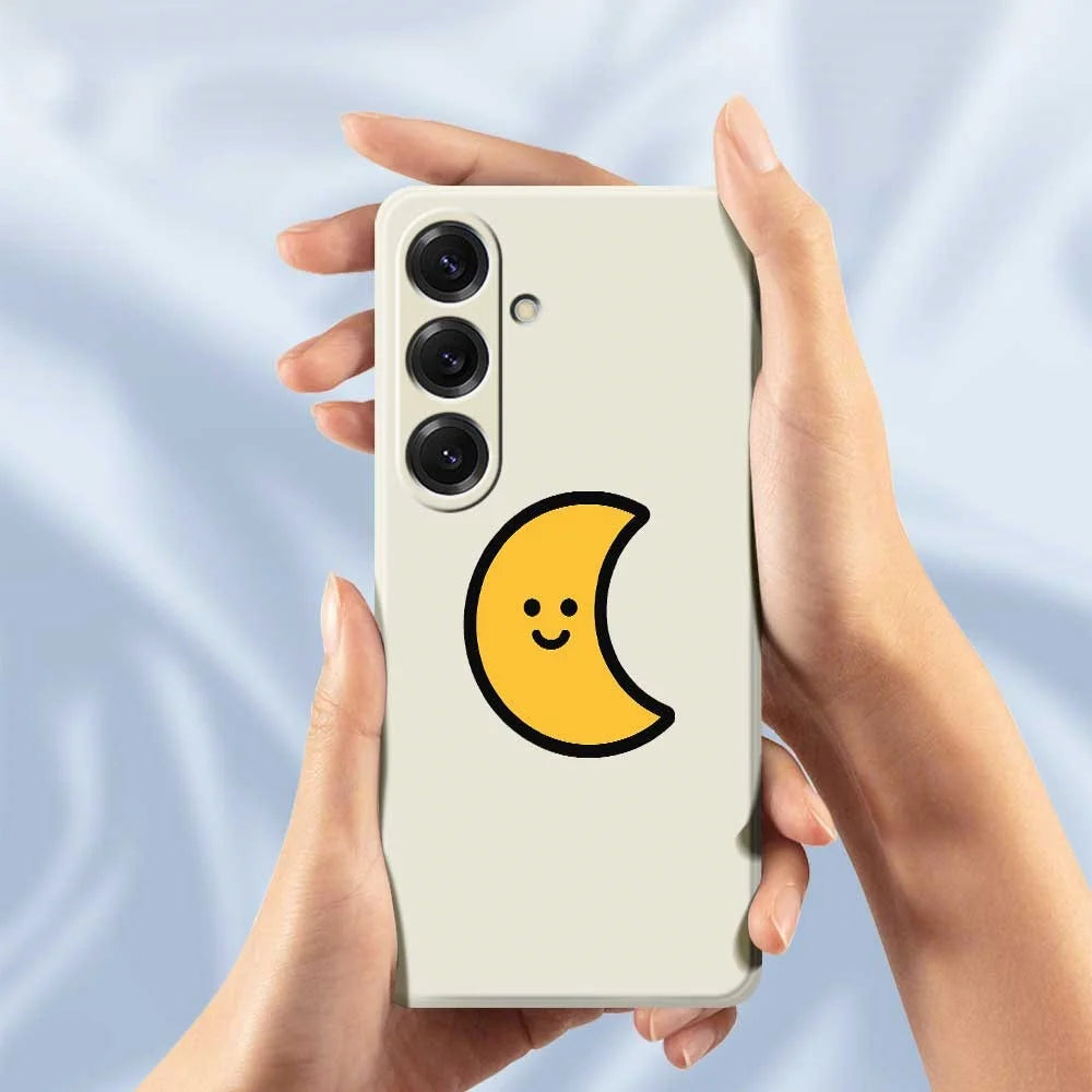 For Samsung Galaxy S25 Case Yellow Moon Pattern Printing Straight Edge TPU Phone Back Cover - Beige - 6
