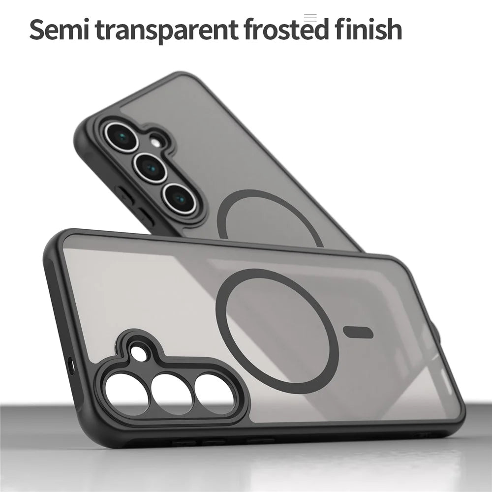 For Samsung Galaxy S25 FE Magnetic Case Anti Drop PC + TPU Phone Cover - Black - 5