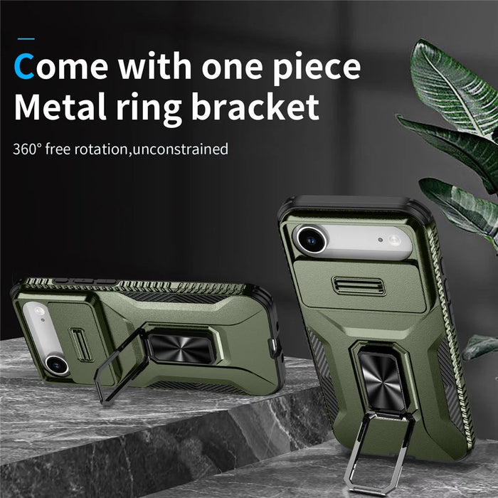 For iPhone Air Case Camshield Kickstand TPU + PC Anti-Slip Phone Cover - Green - 2