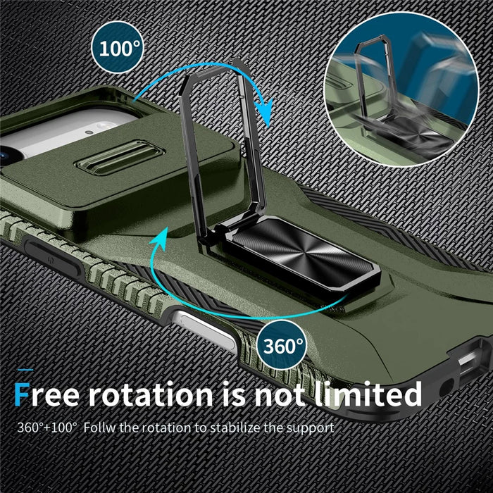For iPhone Air Case Camshield Kickstand TPU + PC Anti-Slip Phone Cover - Green - 3