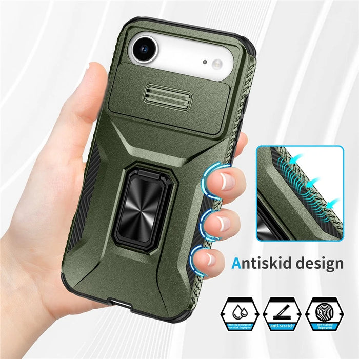 For iPhone Air Case Camshield Kickstand TPU + PC Anti-Slip Phone Cover - Green - 4