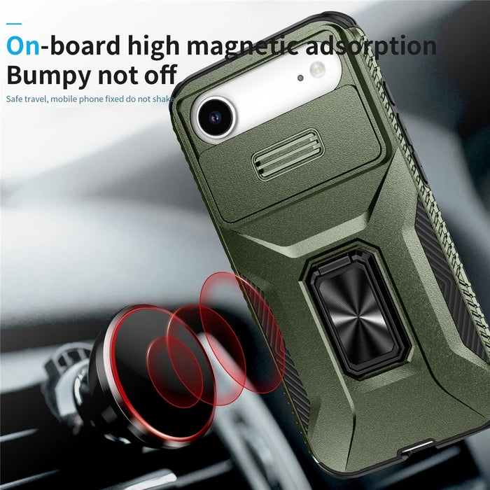 For iPhone Air Case Camshield Kickstand TPU + PC Anti-Slip Phone Cover - Green - 5