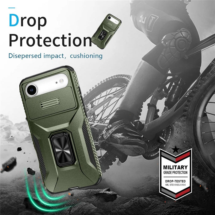 For iPhone Air Case Camshield Kickstand TPU + PC Anti-Slip Phone Cover - Green - 6