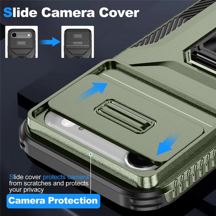For iPhone Air Case Camshield Kickstand TPU + PC Anti-Slip Phone Cover - Green - 7