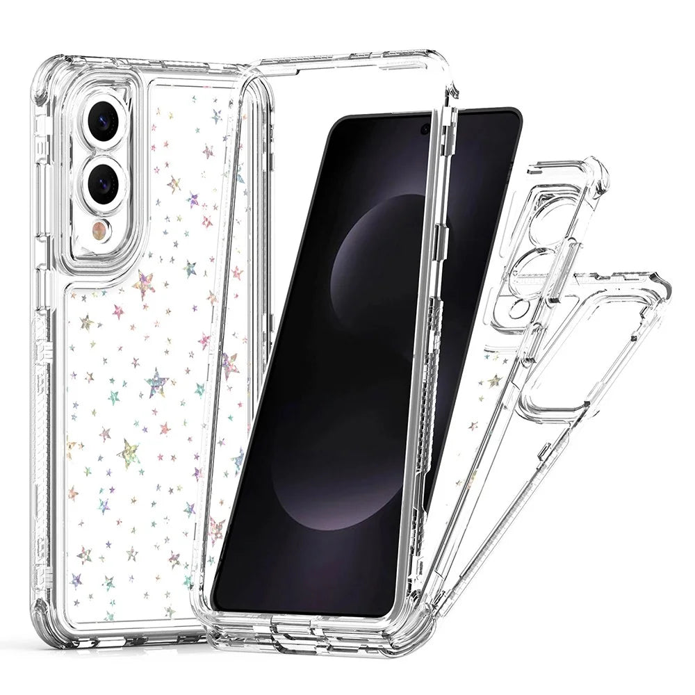 For Samsung Galaxy S25 Edge Case Acrylic TPU Clear Phone Cover with Laser-printed Film - Stars - 1