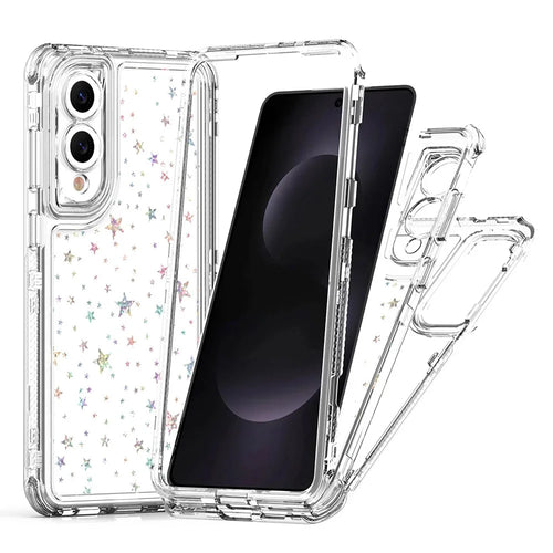 For Samsung Galaxy S25 Edge Case Acrylic TPU Clear Phone Cover with Laser-printed Film - Stars - 1