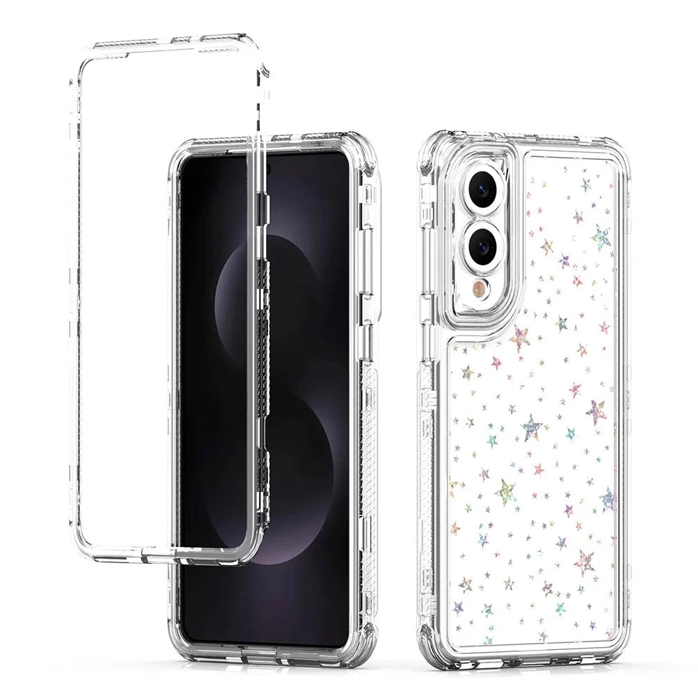 For Samsung Galaxy S25 Edge Case Acrylic TPU Clear Phone Cover with Laser-printed Film - Stars - 2