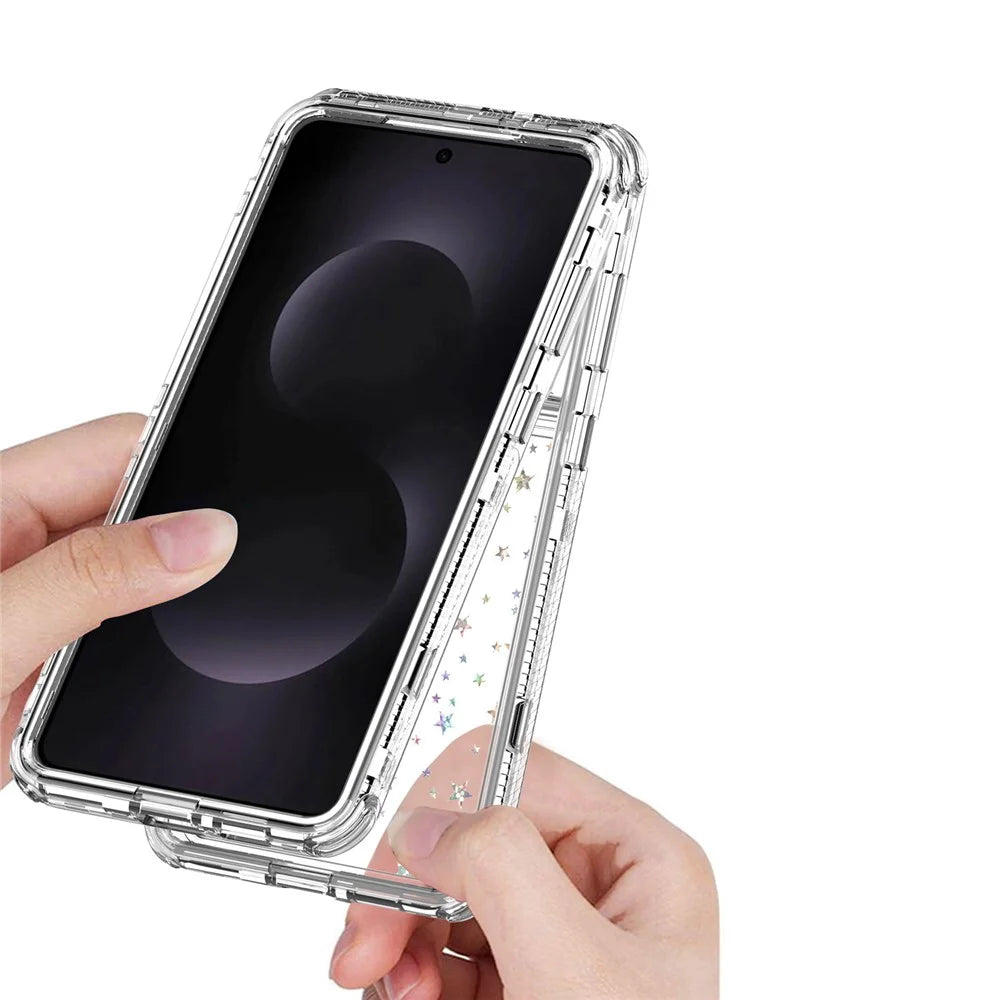 For Samsung Galaxy S25 Edge Case Acrylic TPU Clear Phone Cover with Laser-printed Film - Stars - 3