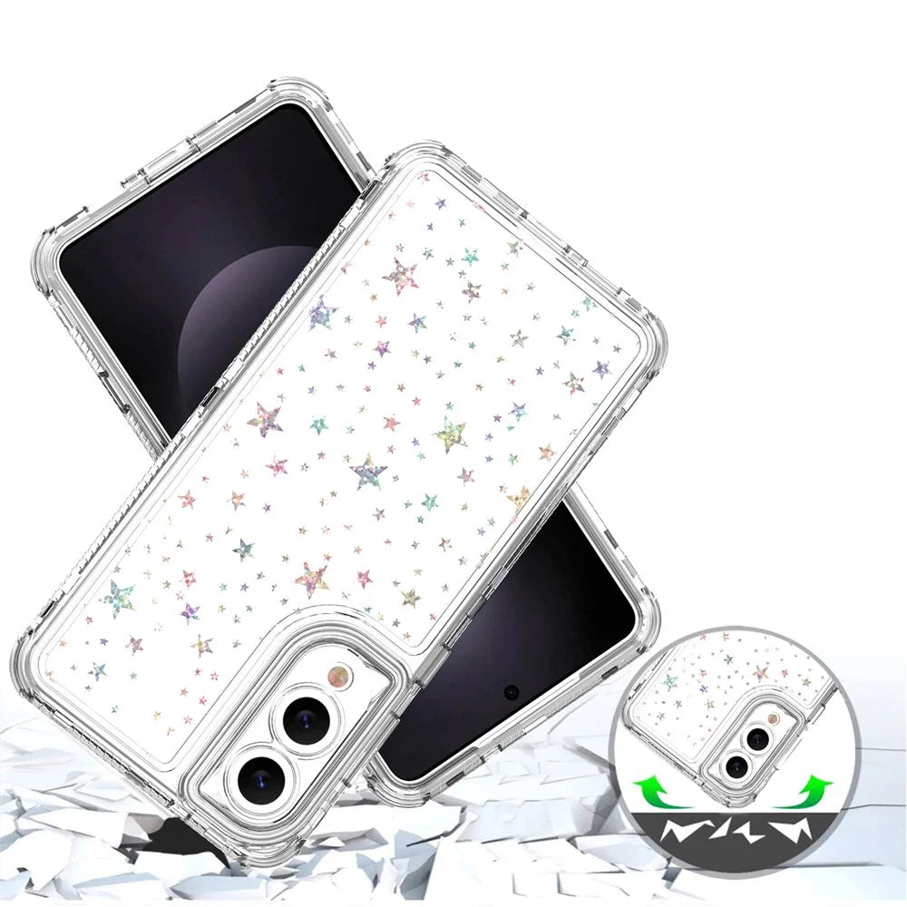 For Samsung Galaxy S25 Edge Case Acrylic TPU Clear Phone Cover with Laser-printed Film - Stars - 4
