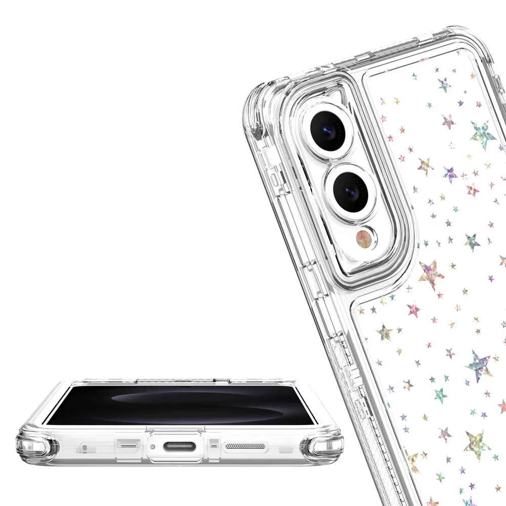 For Samsung Galaxy S25 Edge Case Acrylic TPU Clear Phone Cover with Laser-printed Film - Stars - 5