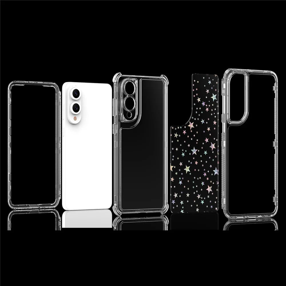 For Samsung Galaxy S25 Edge Case Acrylic TPU Clear Phone Cover with Laser-printed Film - Stars - 6