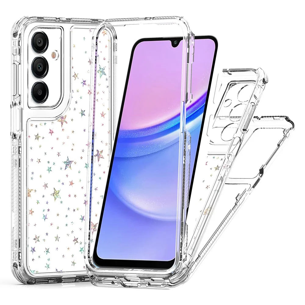 For Samsung Galaxy A26 5G Case Acrylic TPU Clear Phone Cover with Laser-printed Film - Stars - 1