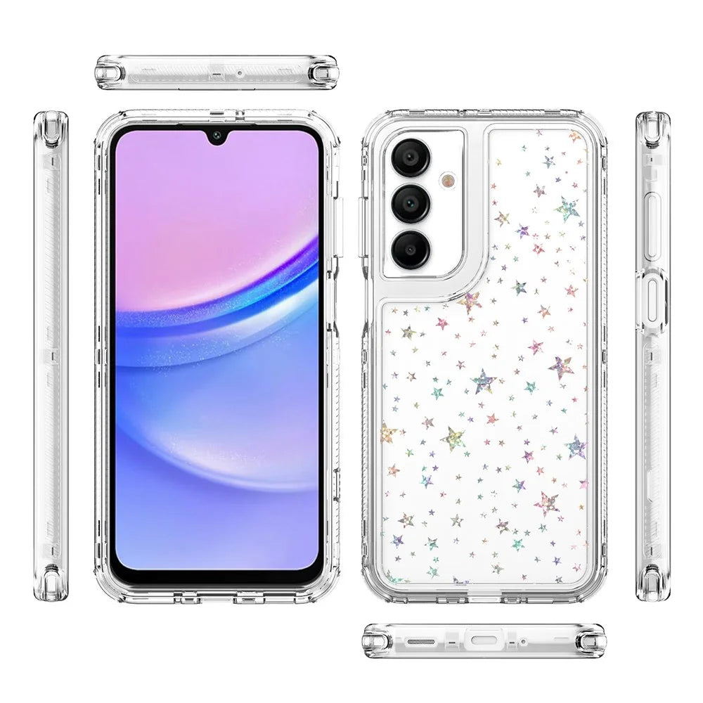 For Samsung Galaxy A26 5G Case Acrylic TPU Clear Phone Cover with Laser-printed Film - Stars - 7