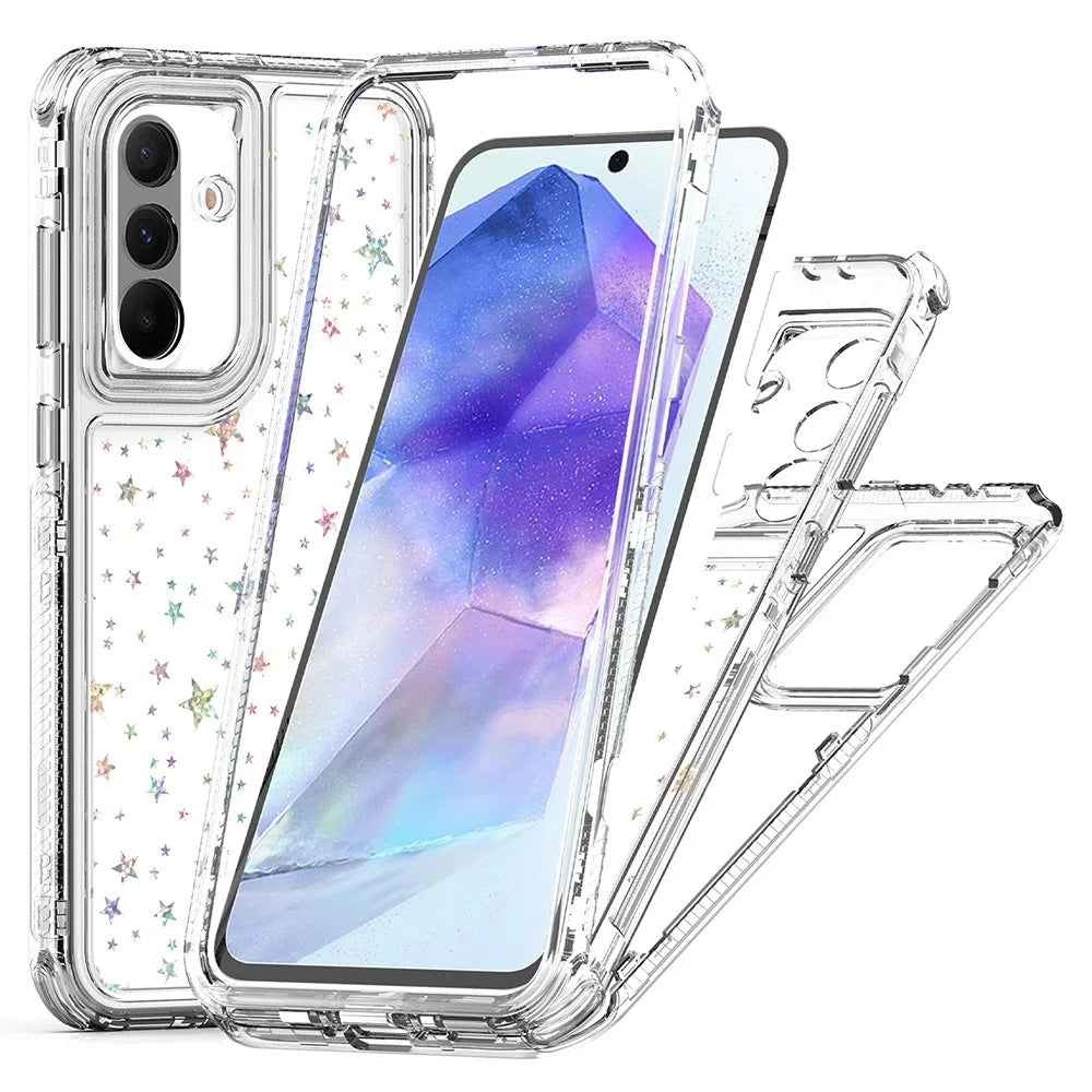 For Samsung Galaxy A36 5G / A56 5G Case Acrylic TPU Clear Phone Cover with Laser-printed Film - Stars - 1