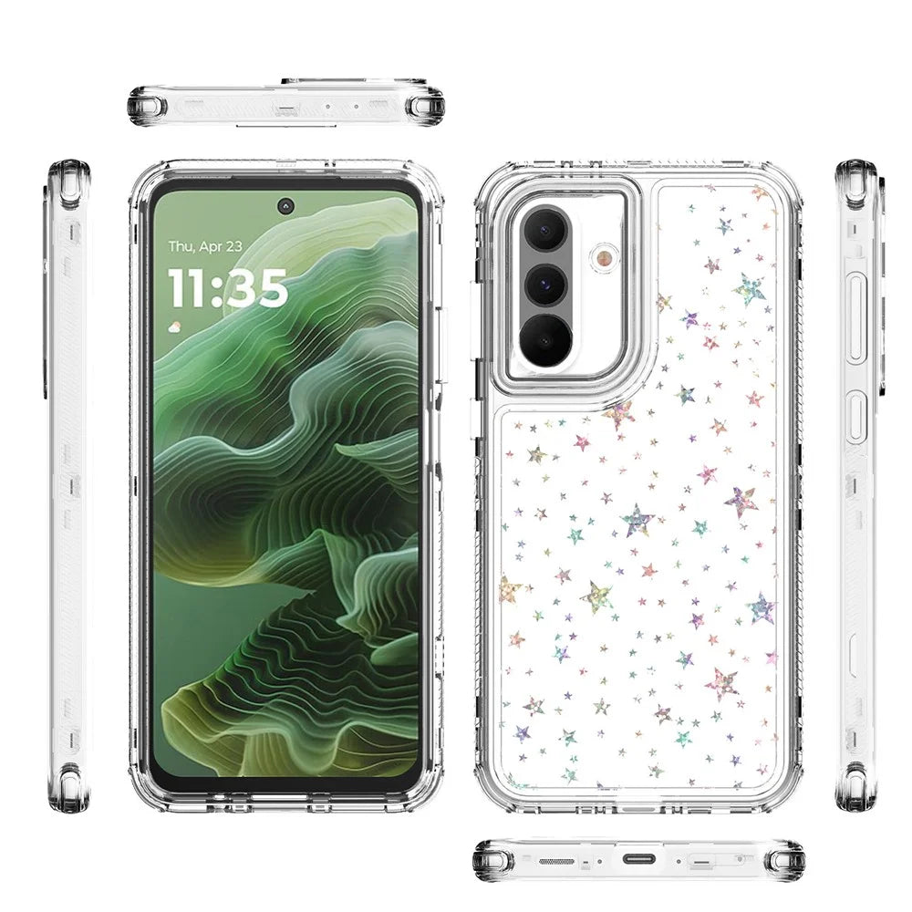 For Samsung Galaxy A36 5G / A56 5G Case Acrylic TPU Clear Phone Cover with Laser-printed Film - Stars - 6