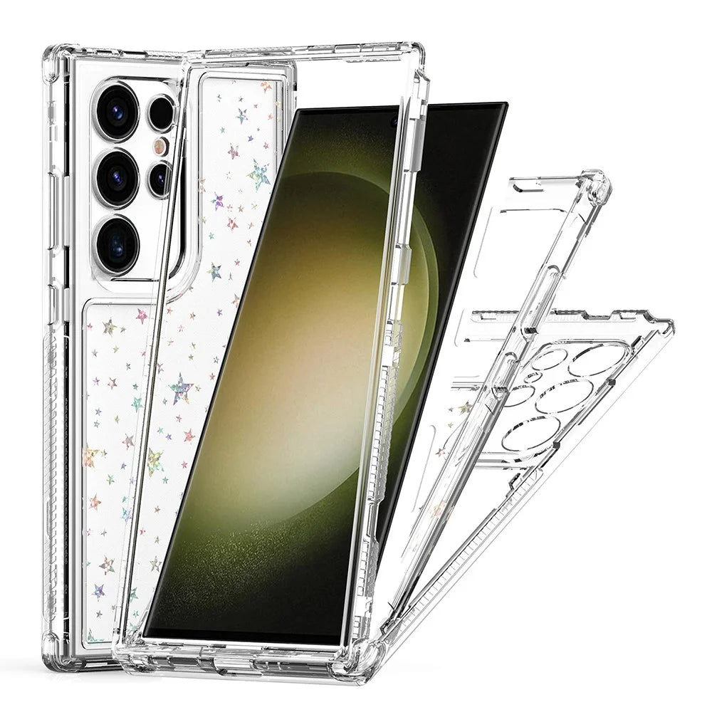 For Samsung Galaxy S25 Ultra / S24 Ultra Case Acrylic TPU Clear Phone Cover with Laser-printed Film - Stars - 1