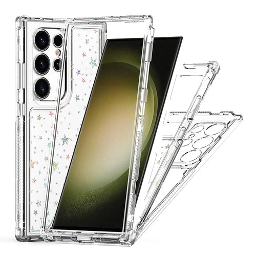 For Samsung Galaxy S25 Ultra / S24 Ultra Case Acrylic TPU Clear Phone Cover with Laser-printed Film - Stars - 1