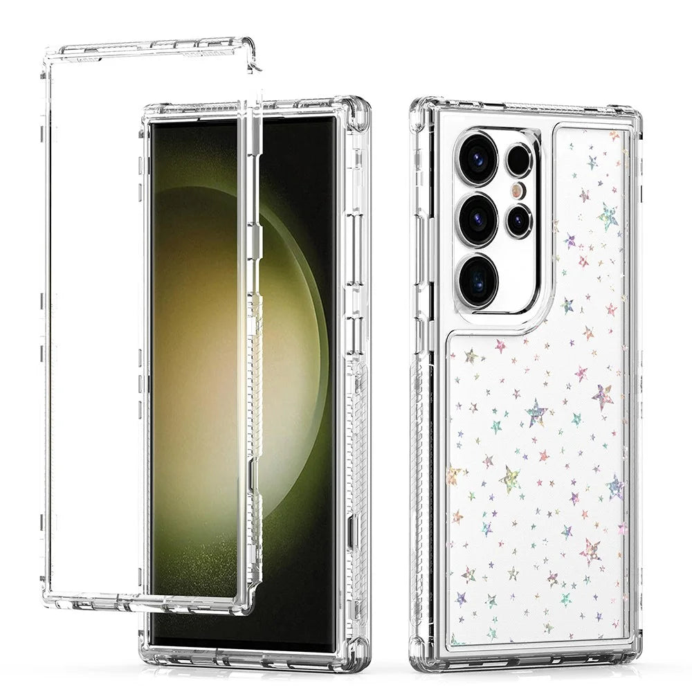 For Samsung Galaxy S25 Ultra / S24 Ultra Case Acrylic TPU Clear Phone Cover with Laser-printed Film - Stars - 2