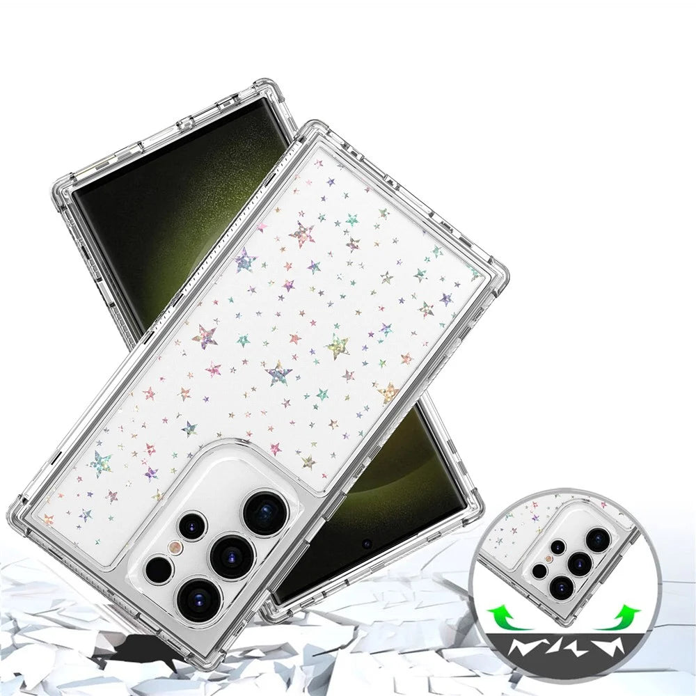 For Samsung Galaxy S25 Ultra / S24 Ultra Case Acrylic TPU Clear Phone Cover with Laser-printed Film - Stars - 4