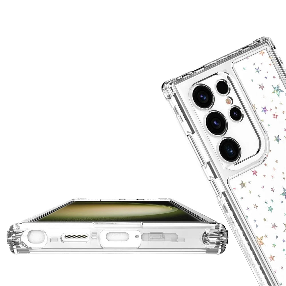 For Samsung Galaxy S25 Ultra / S24 Ultra Case Acrylic TPU Clear Phone Cover with Laser-printed Film - Stars - 5