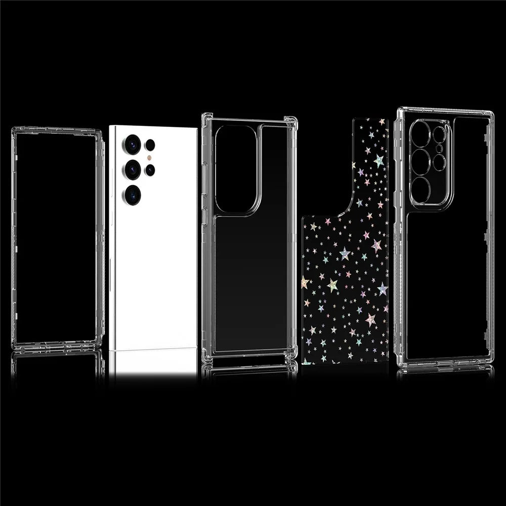 For Samsung Galaxy S25 Ultra / S24 Ultra Case Acrylic TPU Clear Phone Cover with Laser-printed Film - Stars - 6