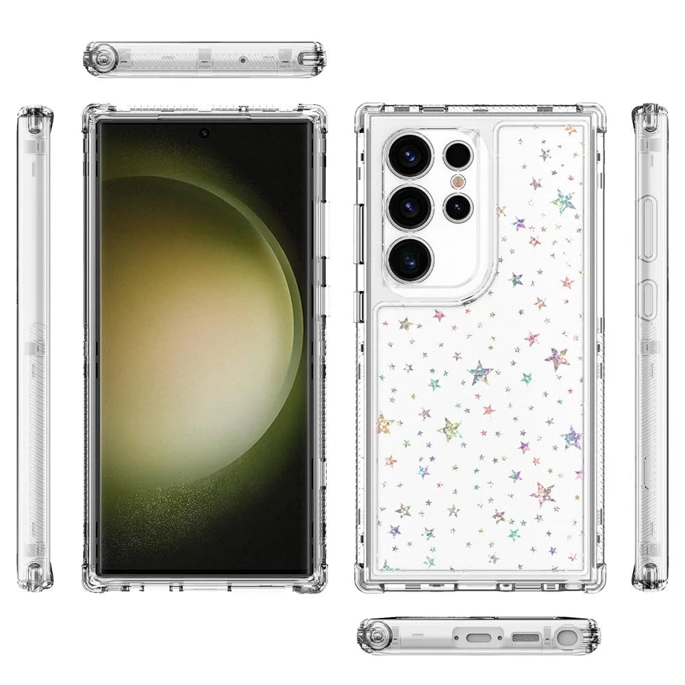 For Samsung Galaxy S25 Ultra / S24 Ultra Case Acrylic TPU Clear Phone Cover with Laser-printed Film - Stars - 7