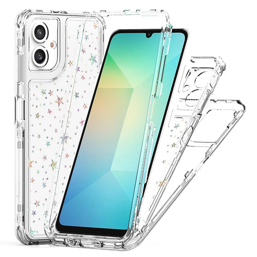 For Samsung Galaxy A06 4G Case Acrylic TPU Clear Phone Cover with Laser-printed Film - Stars - 1