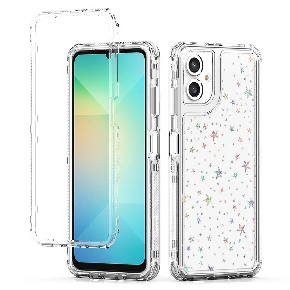 For Samsung Galaxy A06 4G Case Acrylic TPU Clear Phone Cover with Laser-printed Film - Stars - 2