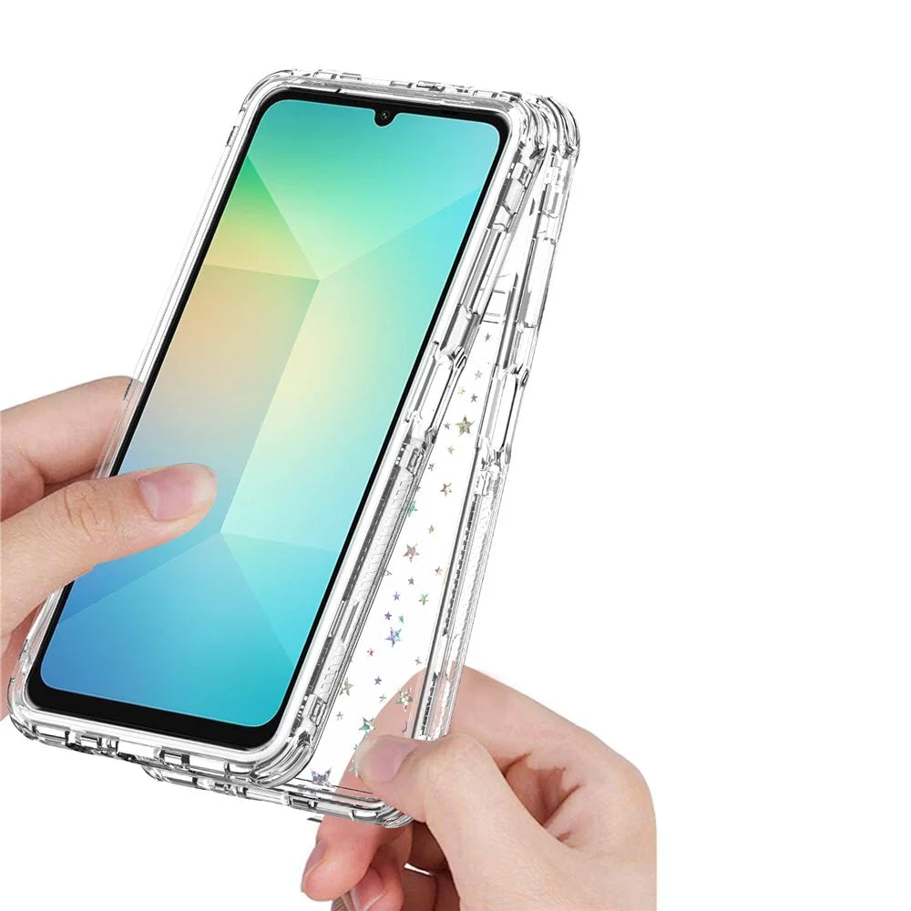 For Samsung Galaxy A06 4G Case Acrylic TPU Clear Phone Cover with Laser-printed Film - Stars - 3