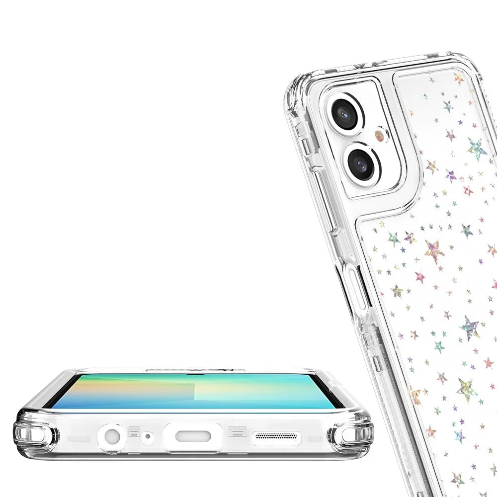 For Samsung Galaxy A06 4G Case Acrylic TPU Clear Phone Cover with Laser-printed Film - Stars - 5