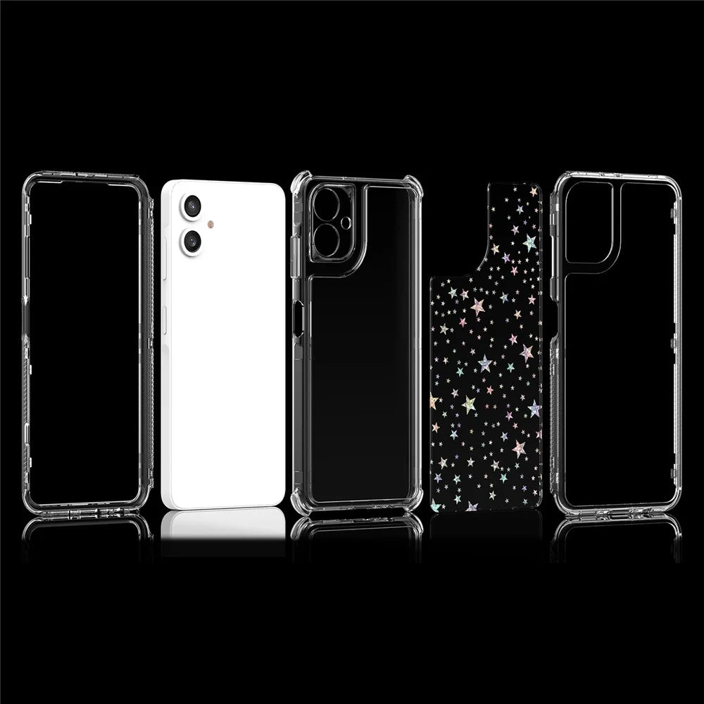 For Samsung Galaxy A06 4G Case Acrylic TPU Clear Phone Cover with Laser-printed Film - Stars - 6