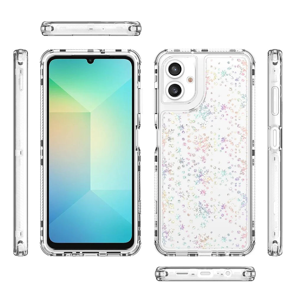 For Samsung Galaxy A06 4G Case Acrylic TPU Clear Phone Cover with Laser-printed Film - Stars - 7