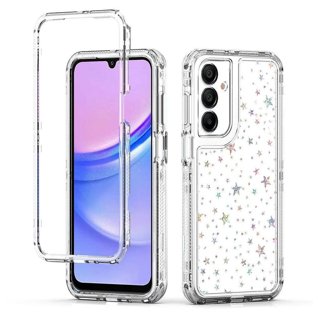 For Samsung Galaxy A16 4G / 5G Case Acrylic TPU Clear Phone Cover with Laser-printed Film - Stars - 2