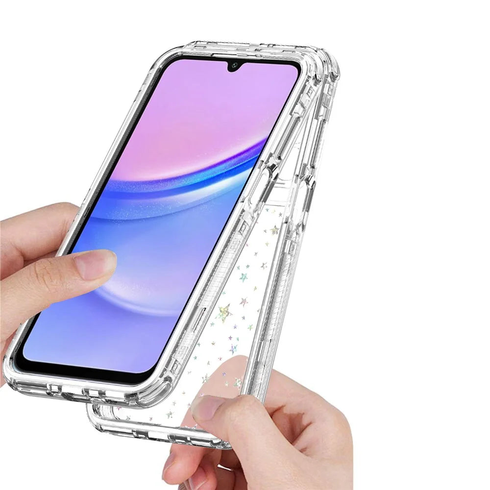 For Samsung Galaxy A16 4G / 5G Case Acrylic TPU Clear Phone Cover with Laser-printed Film - Stars - 3