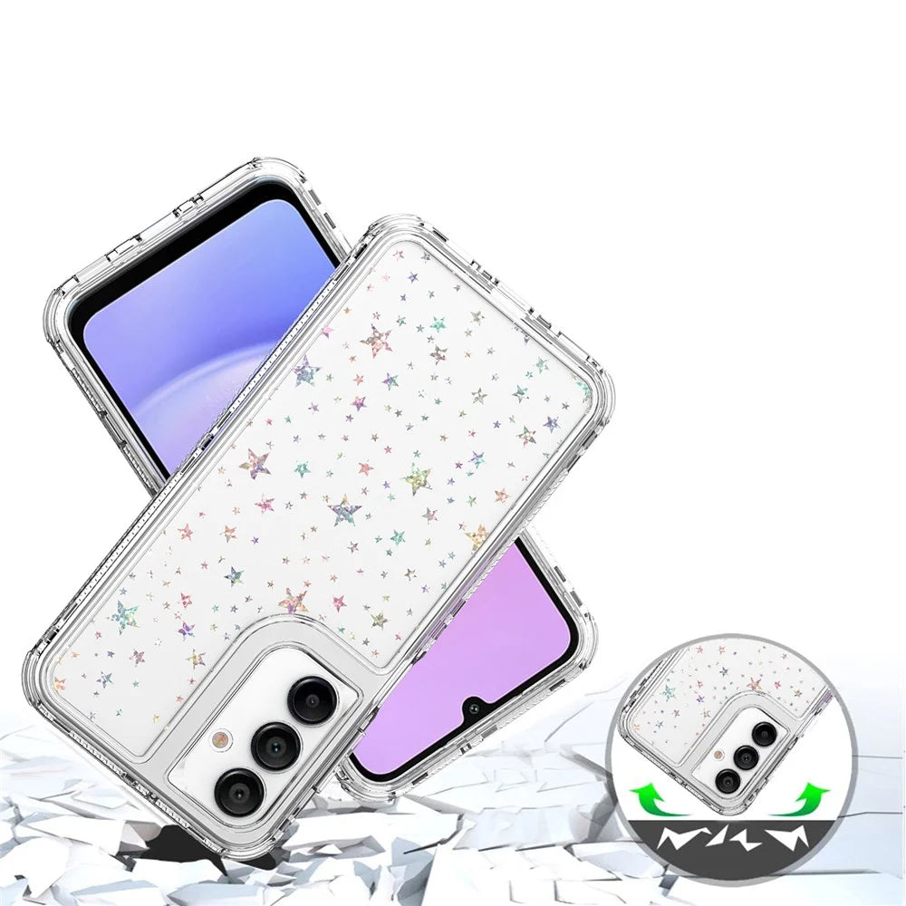 For Samsung Galaxy A16 4G / 5G Case Acrylic TPU Clear Phone Cover with Laser-printed Film - Stars - 4