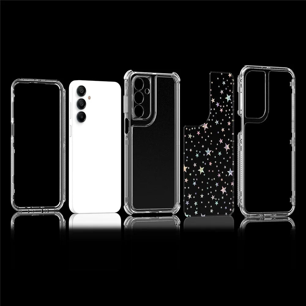 For Samsung Galaxy A16 4G / 5G Case Acrylic TPU Clear Phone Cover with Laser-printed Film - Stars - 6