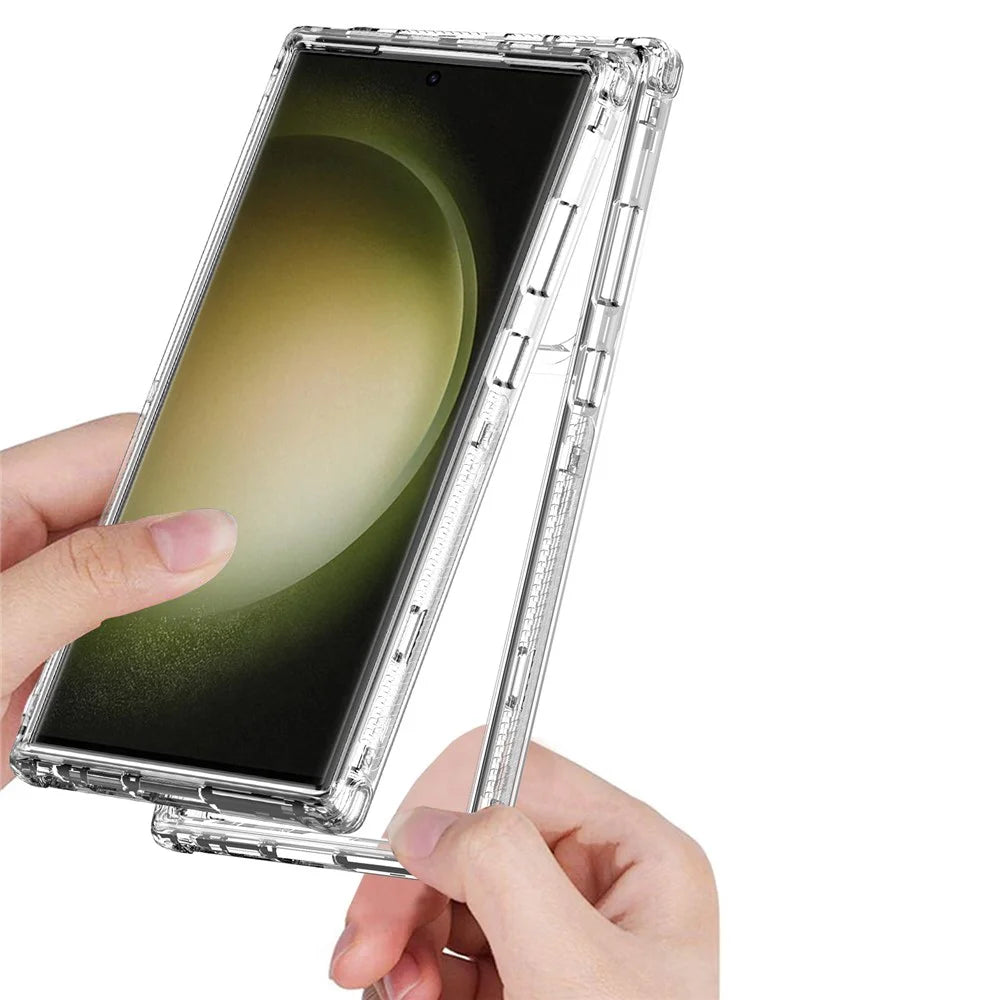 For Samsung Galaxy S23 Ultra Case Clear Acrylic TPU Hybrid Phone Cover with Laser-printed Film - Stars - 3