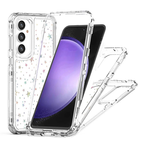 For Samsung Galaxy S23 FE Case Clear Acrylic TPU Hybrid Phone Cover with Laser-printed Film - Stars - 1