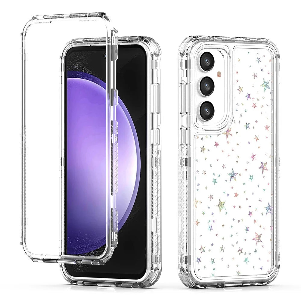 For Samsung Galaxy S23 FE Case Clear Acrylic TPU Hybrid Phone Cover with Laser-printed Film - Stars - 2