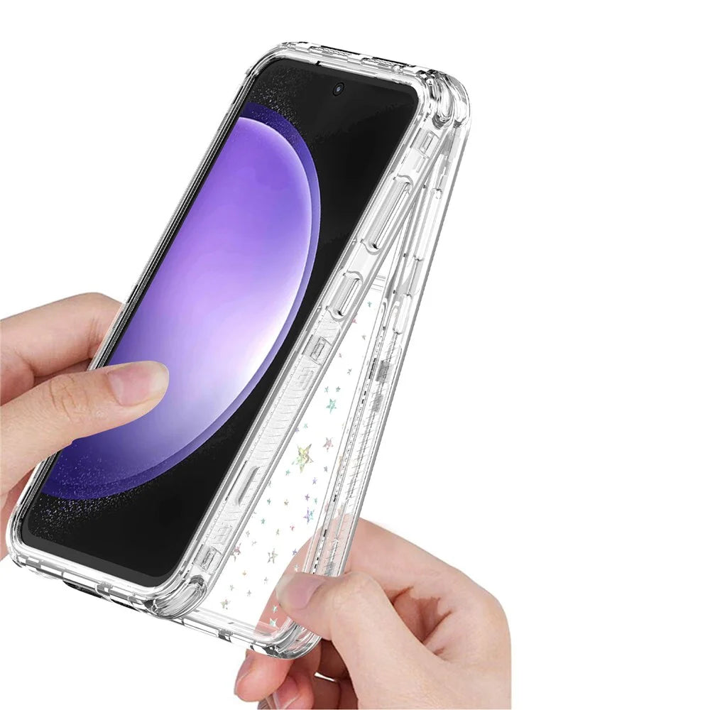 For Samsung Galaxy S23 FE Case Clear Acrylic TPU Hybrid Phone Cover with Laser-printed Film - Stars - 3