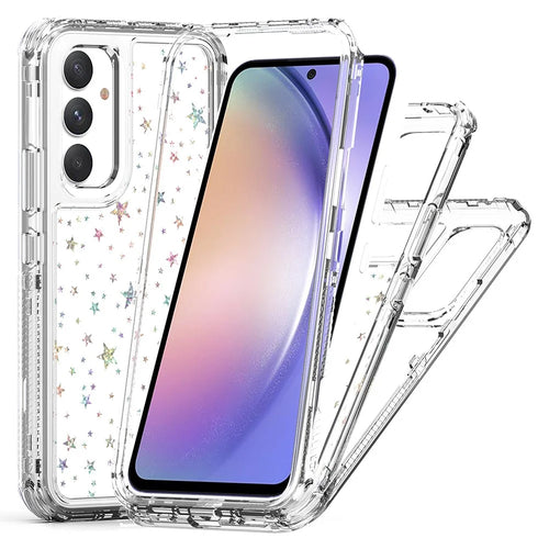 For Samsung Galaxy A54 5G Case Clear Acrylic TPU Hybrid Phone Cover with Laser-printed Film - Stars - 1
